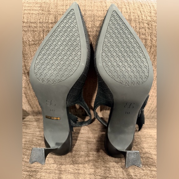 New Cosy Island EverLush Black Bowknot Pointed Toe Heeled Slingback Size 10 - Picture 12 of 12